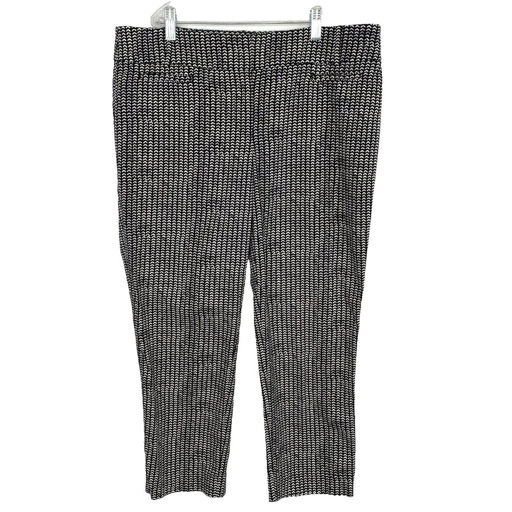 Ann Taylor LOFT Marisa Cropped Ankle Pants Womens Size 10 Black White Pattern